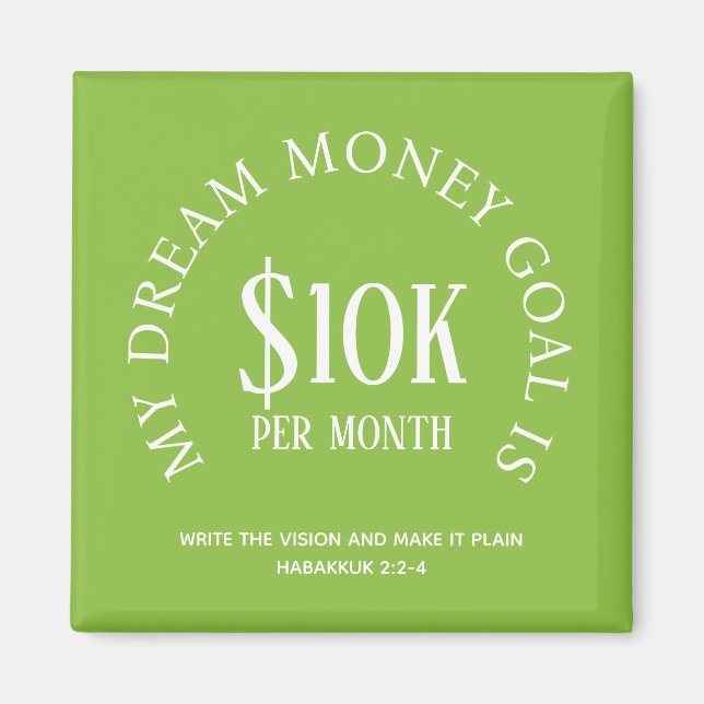 Customisable Dream Money Financial Goal Magnet (Front)