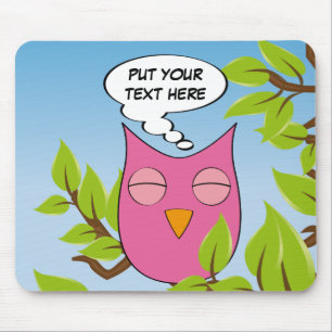 Customisable dreaming owl - multiple colours mouse pad
