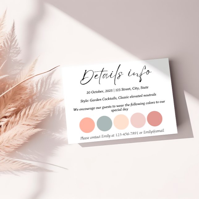 Customisable Dress Code & Garden Cocktail Wedding Enclosure Card (Creator Uploaded)