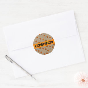 Customisable Dribbling Basketball Pattern Classic Round Sticker