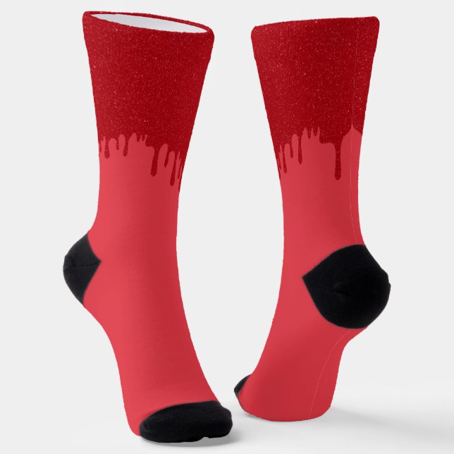 Customisable Drip Tomato Red Crew Socks (Angled)
