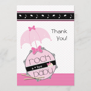 Customisable Drummer Baby Shower Thank You Card