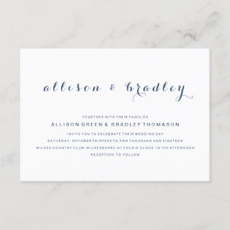 Customisable Dusty Navy Script Wedding Invitation
