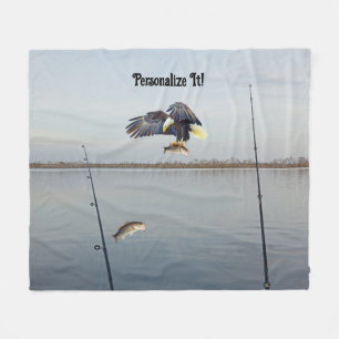 Customisable Eagle Stealing Bass Fishing Fleece Blanket