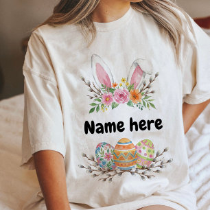 Customisable Easter Bunny Ears And Eggs Tri-Blend Shirt