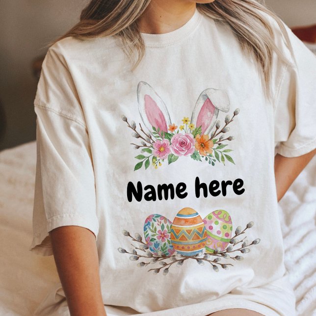Customisable Easter Bunny Ears And Eggs Tri-Blend Shirt (Creator Uploaded)