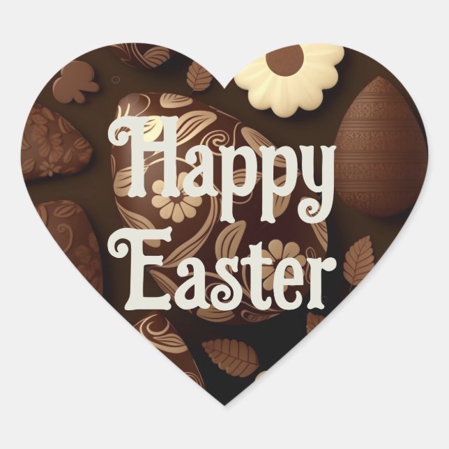 Customisable Easter chocolate eggs Heart Sticker (Front)