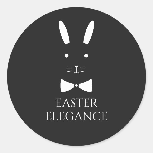 Customisable Easter Elegance Bunny Classic Round Sticker (Front)