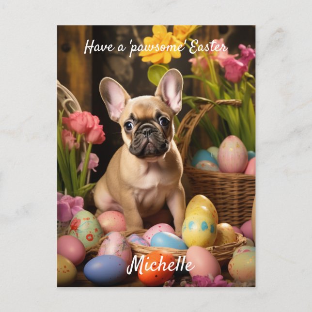  Customisable🐶 Easter Joy with Furry Friends Postcard (Front)