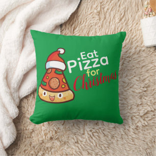 Customisable Eat Pizza for Christmas Throw Pillow