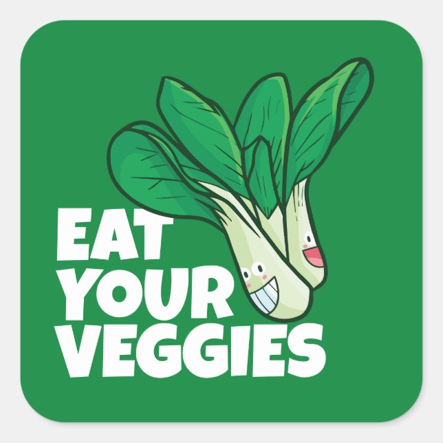 Customisable Eat your veggies - Lettuce Square Sticker (Front)