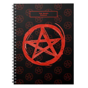 Customisable Edgy Red Scratchy Pentagram Notebook