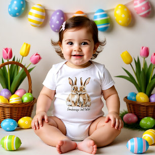 Customisable 🐇Egg-citing Bunny Romper Baby Bodysuit