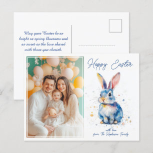 Customisable 🐇Egg-stra Adorable Bunny Greetings Holiday Postcard
