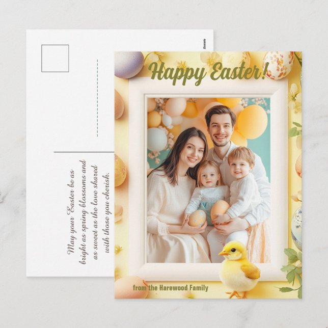Customisable 🐇Egg-stra Cute Easter Greetings Holiday Postcard (Front/Back)