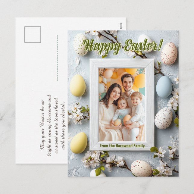 Customisable 🐇Egg-stra Cute Easter Greetings Holiday Postcard (Front/Back)