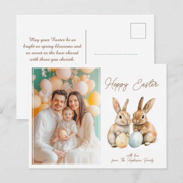 Customisable 🐇Egg-stra Cute Hoppy Easter Holiday Postcard (Front/Back)