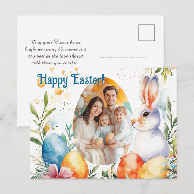 Customisable 🐇Egg-straordinary Easter Frame Holiday Postcard (Front/Back)