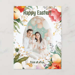 Customisable 🐇Egg-stravagant Floral Greetings Holiday Postcard