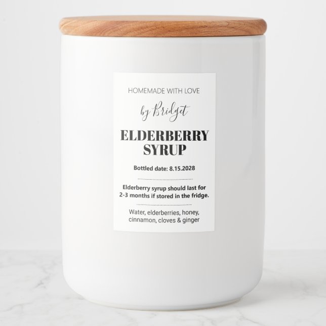 Customisable Elderberry Syrup Label ZEB_01 (Front)
