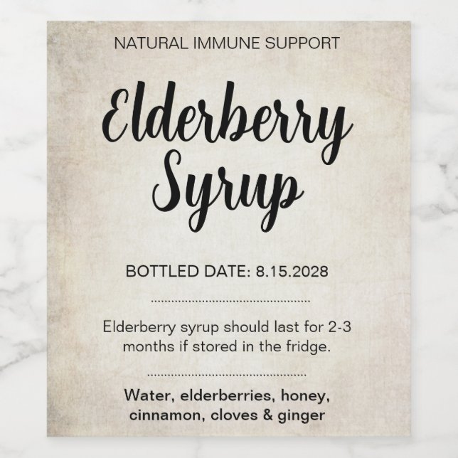 Customisable Elderberry Syrup Label ZEB_02 (Single Label)