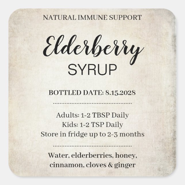 Customisable Elderberry Syrup Label ZEB_03a (Front)