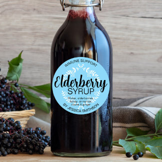 Customisable Elderberry Syrup Round Label ZEB002rd