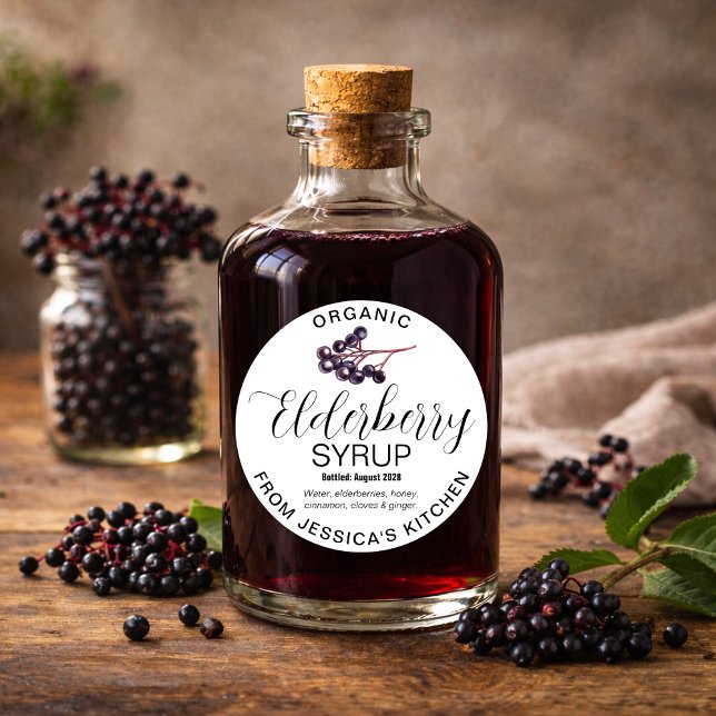 Customisable Elderberry Syrup Round Label ZEB008rd (Creator Uploaded)