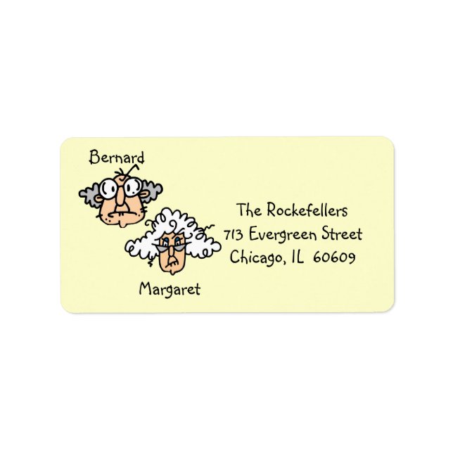 Customisable Elderly Couple Address Labels (Front)