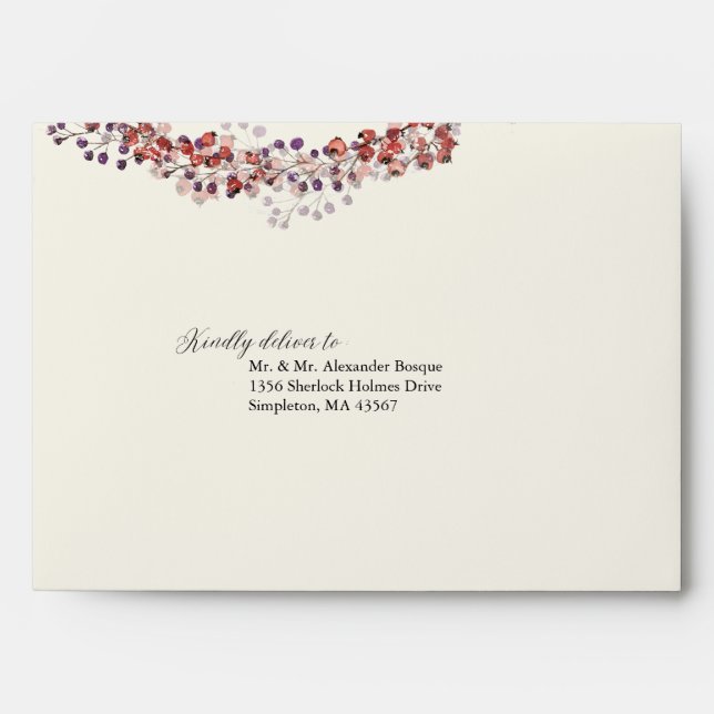 Customisable Elegant Autumn Berry Wedding Envelope (Front)