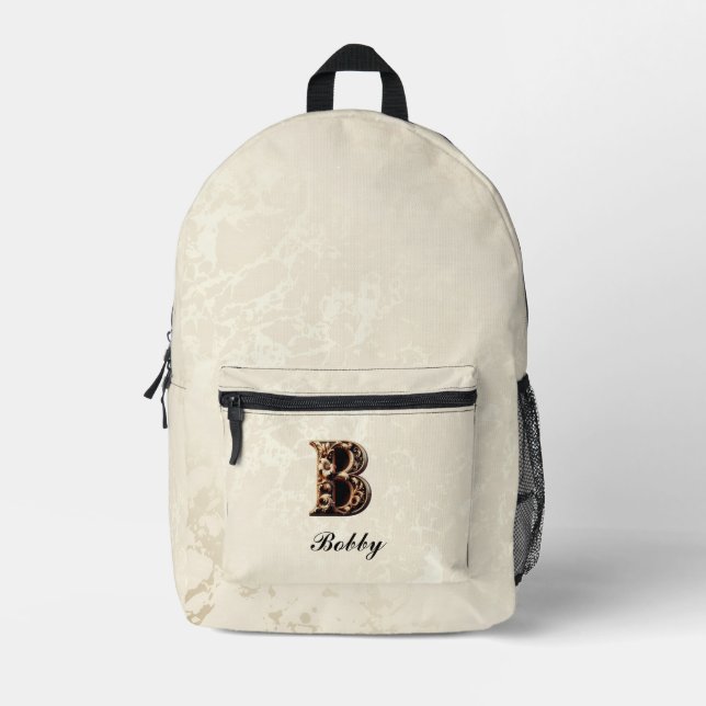 Customisable Elegant Baroque Monogram B Backpack (Front)