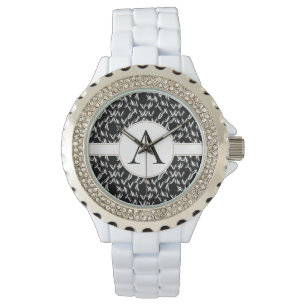 Customisable Elegant Black and White Abstract Mono Watch
