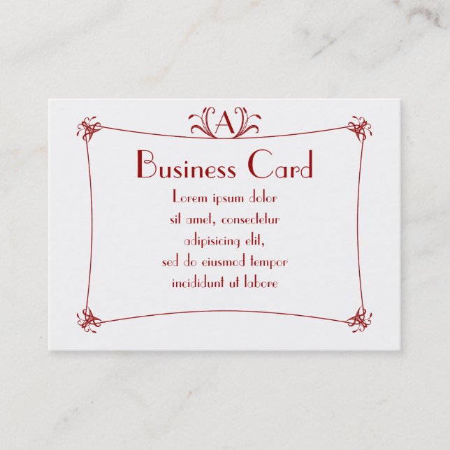 Customisable Elegant Border With Monogram Business Card (Front)