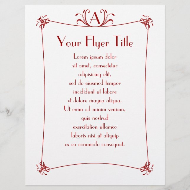 Customisable Elegant Border With Monogram Flyer (Front)