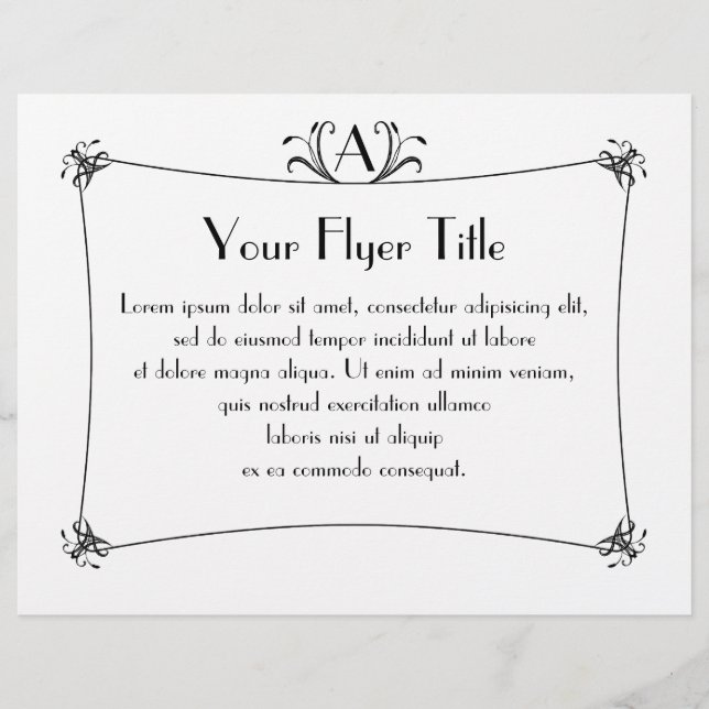 Customisable Elegant Border With Monogram Flyer (Front)