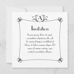 Customisable Elegant Border With Monogram Invitation