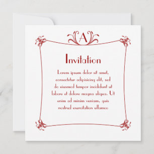 Customisable Elegant Border With Monogram Invitation