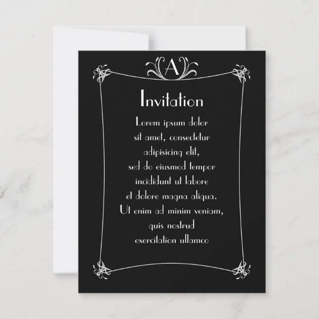 Customisable Elegant Border With Monogram Invitation (Front)