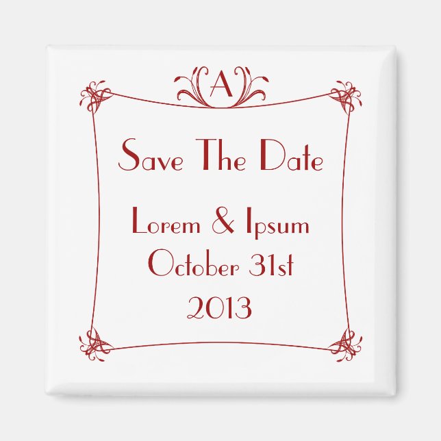 Customisable Elegant Border With Monogram Magnet (Front)