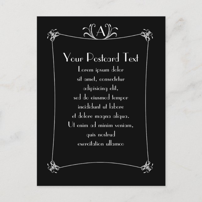Customisable Elegant Border With Monogram Postcard (Front)