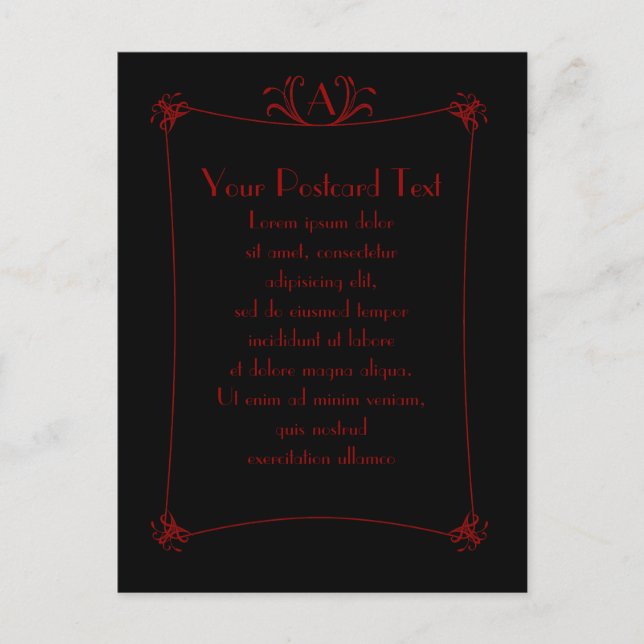 Customisable Elegant Border With Monogram Postcard (Front)