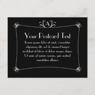 Customisable Elegant Border With Monogram Postcard