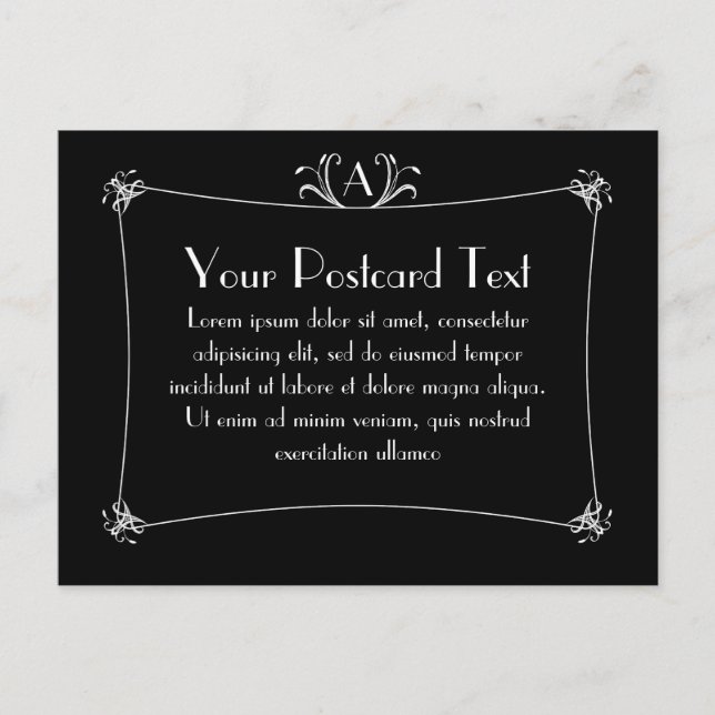 Customisable Elegant Border With Monogram Postcard (Front)