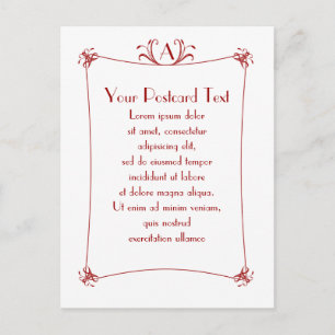 Customisable Elegant Border With Monogram Postcard