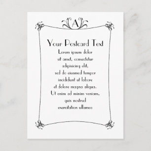 Customisable Elegant Border With Monogram Postcard