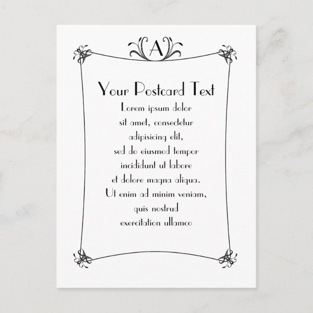 Customisable Elegant Border With Monogram Postcard (Front)