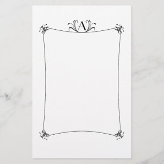 Customisable Elegant Border With Monogram Stationery