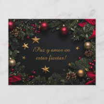 Customisable Elegant Christmas Card with Wreath