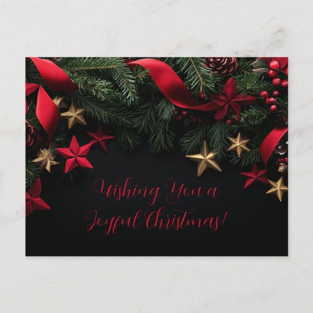 Customisable Elegant Christmas Card with Wreath (Front)