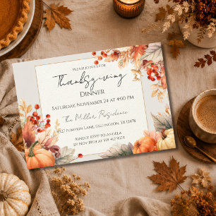 Customisable elegant Fall Thanksgiving Invitation